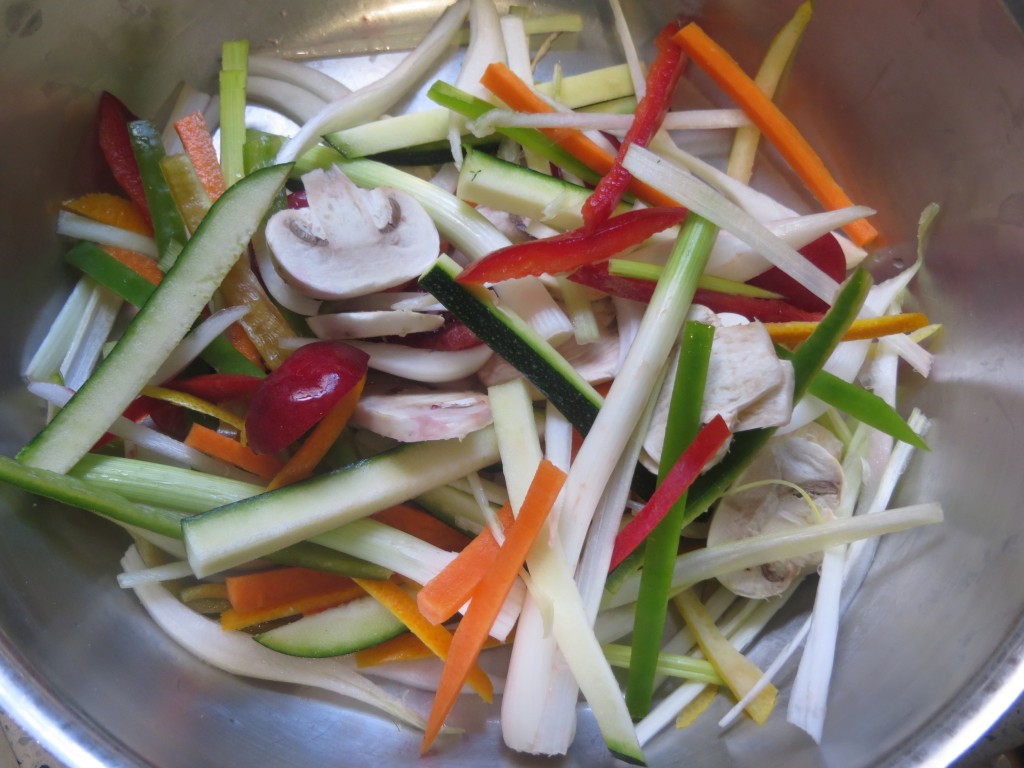 verduras cortadas en juliana