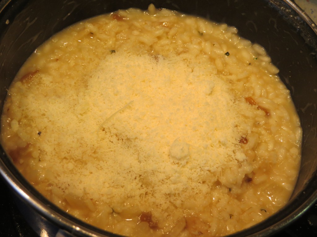 risotto con el queso parmesano incorporado
