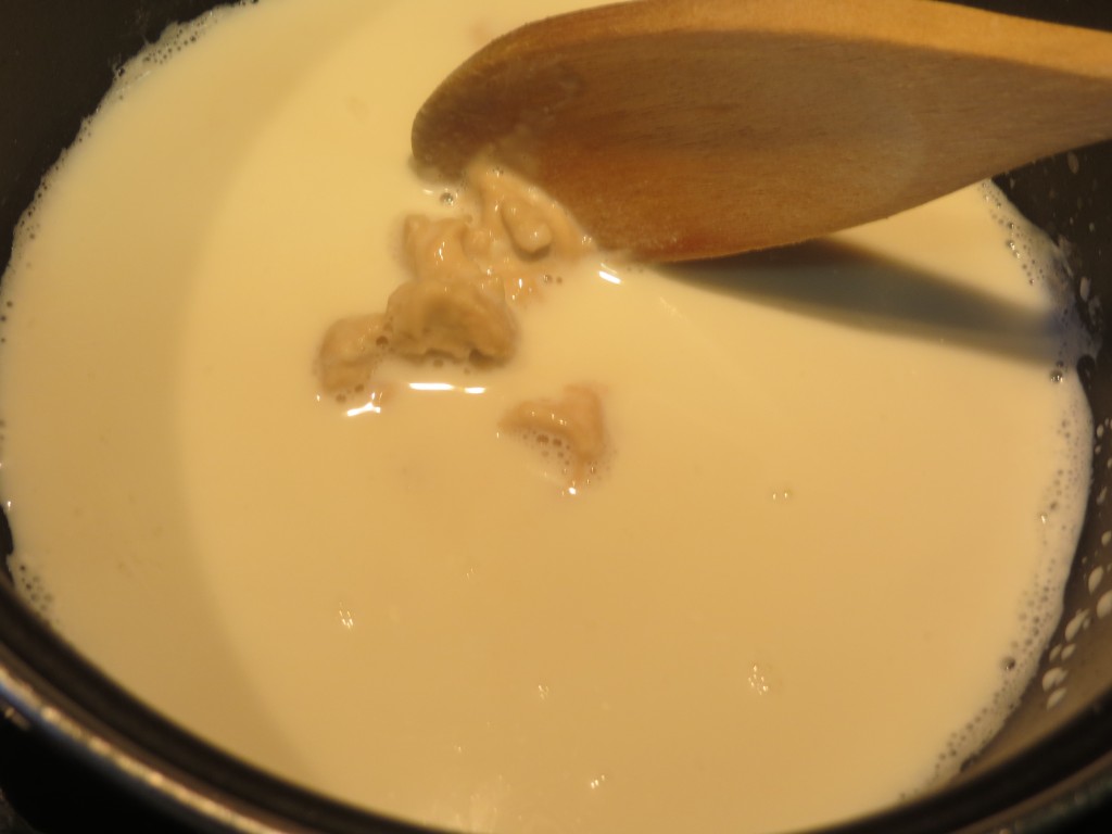 deshaciendo la levadura en la leche