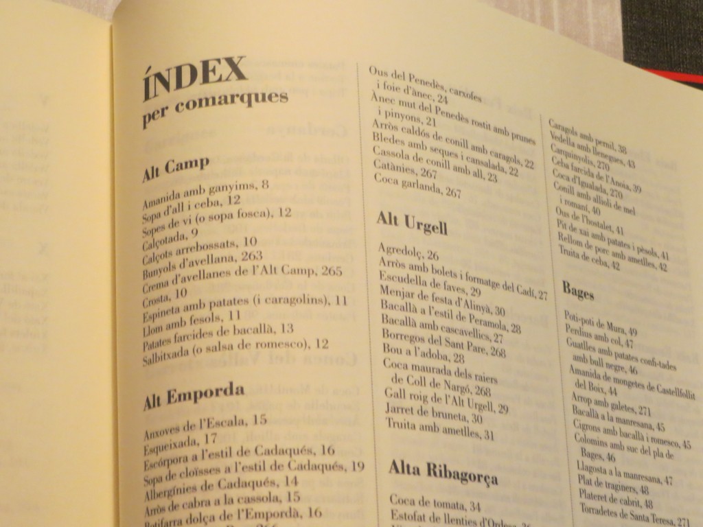 índex per comarques del llibre 501 receptes catalanes