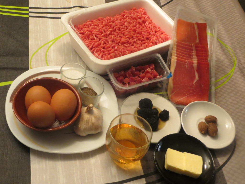ingredientes pastel de carne con jamón y trufa