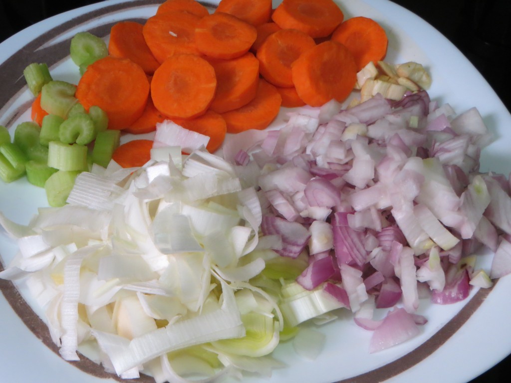 verduras limpias y cortadas